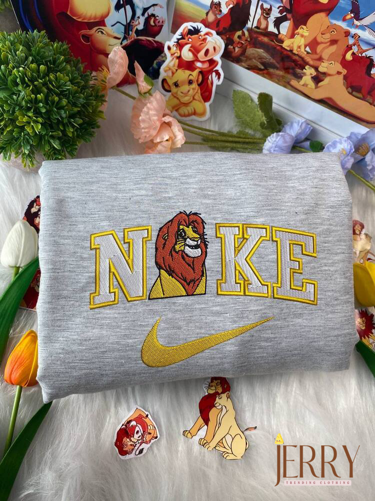 Simba And Nala The Lion King Disney Nike Embroidered Sweatshirts - Image 2