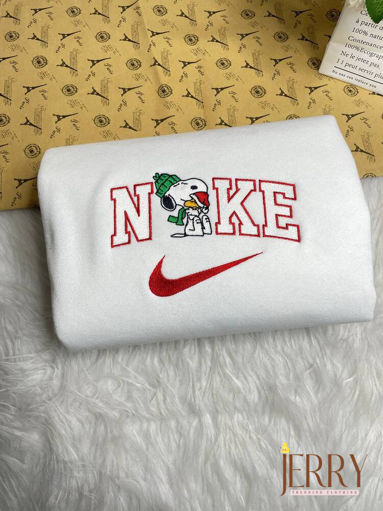 Snoopy Christmas Nike Embroidered Sweatshirt, Xmas Gift For Friend - Image 2