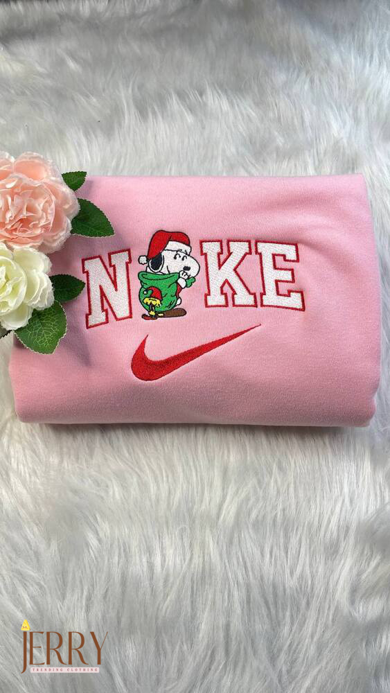Snoopy Christmas Nike Embroidered Sweatshirt, Xmas Gift For Friend - Image 3