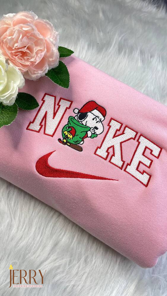 Snoopy Christmas Nike Embroidered Sweatshirt, Xmas Gift For Friend - Image 4