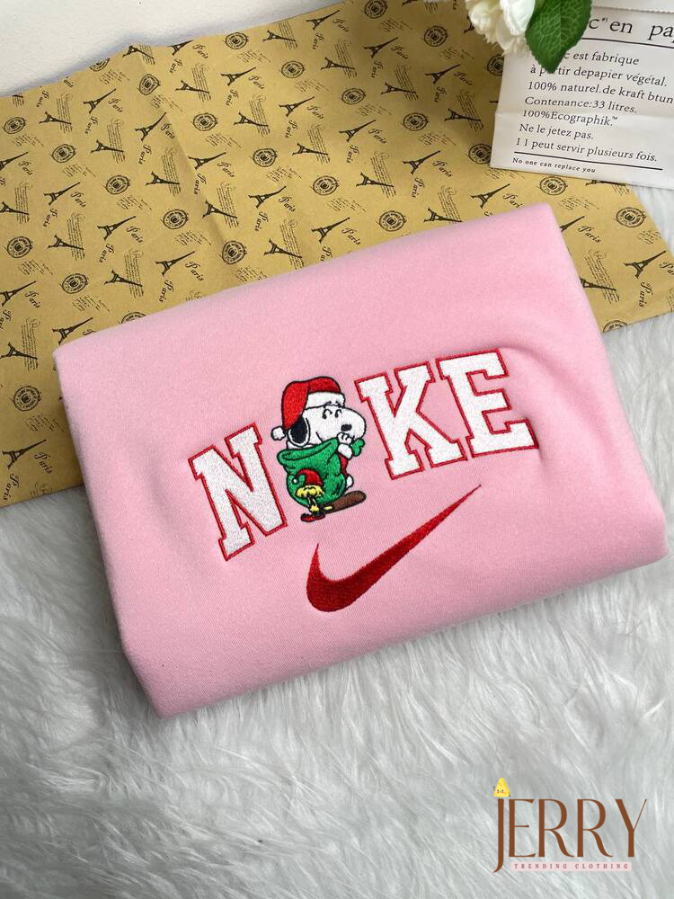 Snoopy Christmas Nike Embroidered Sweatshirt, Xmas Gift For Friend - Image 5