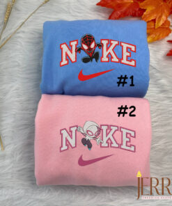 Spiderman And Gwen Stacy Disney Nike Embroidered Sweatshirt, Valentines Day Gift for Couple