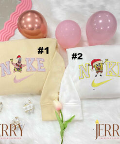 SpongeBob And Patrick Christmas Nike Embroidered Sweatshirt