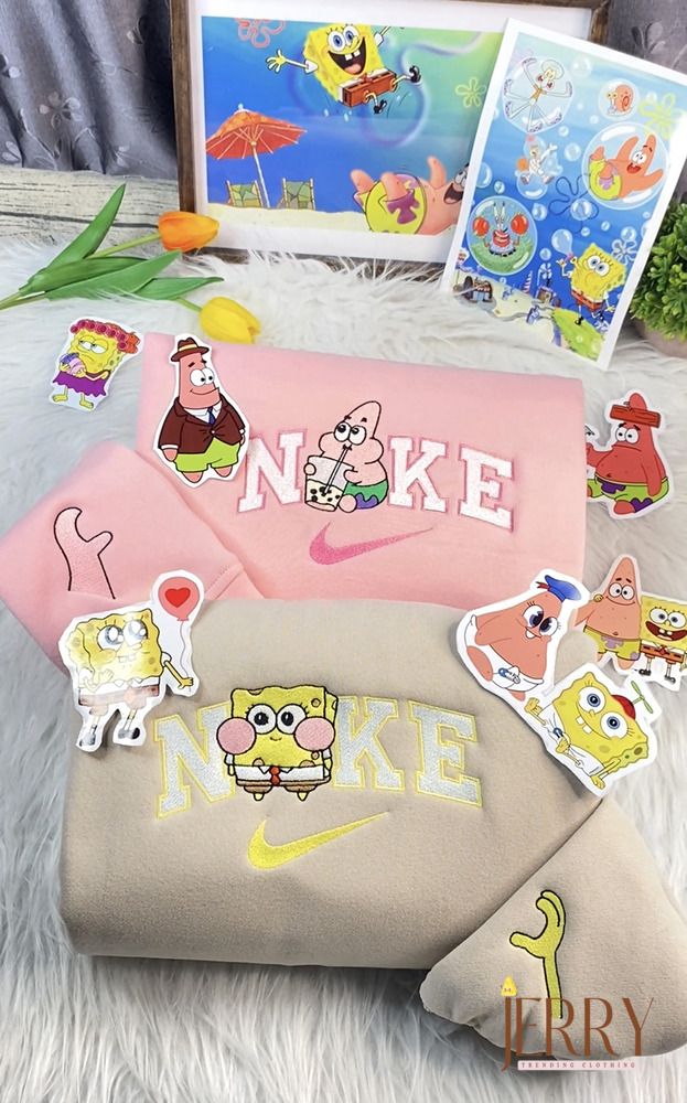 SpongeBob SquarePants And Patrick Star NIke Embroidered Sweatshirt, Gift For Best Friend - Image 2