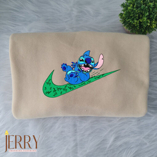 Stitch On The Grass Disney Nike Embroidered Sweatshirt - Image 3