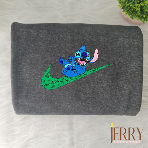 Stitch On The Grass Disney Nike Embroidered Sweatshirt - Image 4