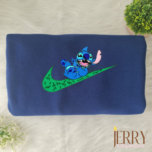 Stitch On The Grass Disney Nike Embroidered Sweatshirt - Image 5