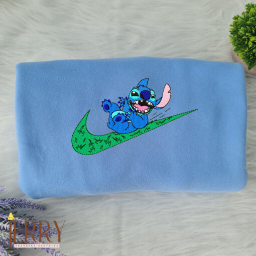 Stitch On The Grass Disney Nike Embroidered Sweatshirt - Image 6
