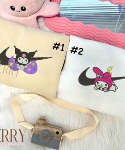 Swoosh Melody Kuromi Nike Embroidered Sweatshirt, Hoodie Nike Embroidered
