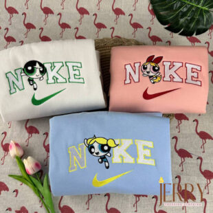 The Powerpuff Girls Nike Embroidered Sweatshirts, Nike Couple Embroidery
