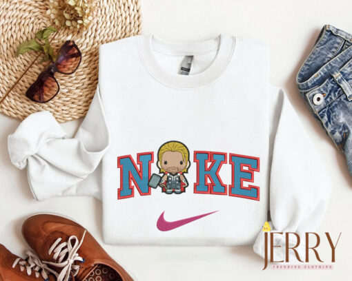Thor Chibi Nike Embroidered Sweatshirt, Hoodie Nike Embroidered - Image 2