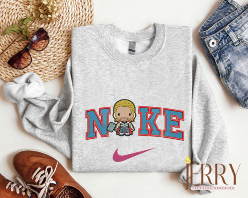 Thor Chibi Nike Embroidered Sweatshirt, Hoodie Nike Embroidered - Image 3