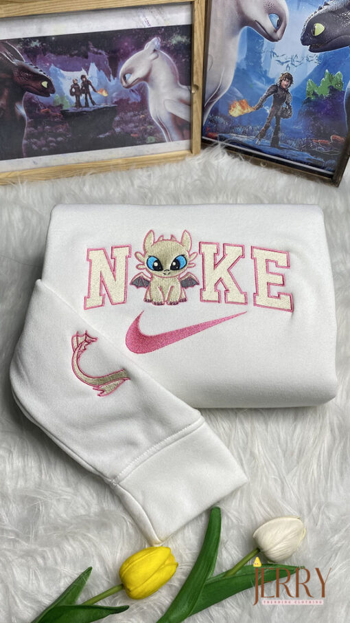 Toothless Night Fury And Light How To Train Your Dragon Disney Nike Embroidered Sweatshirts - Image 2