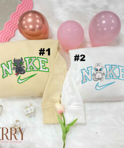 Toothless and Light Fury  Disney Nike Embroidered Sweatshirt, Couples Embroidered Hoodies