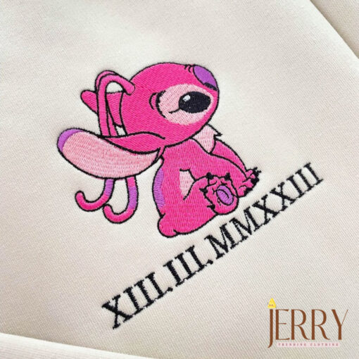 Matching Embroidery Personalized Hoodie Sweatshirt/Hoodie/Tshirt, Embroidered Stitch Couple - Image 3