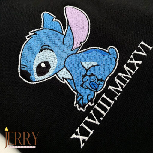 Matching Embroidery Personalized Hoodie Sweatshirt/Hoodie/Tshirt, Embroidered Stitch Couple - Image 4