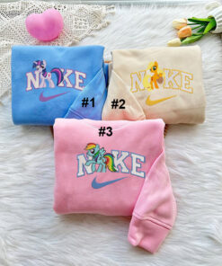 Cute Twilight Sparkle Applejack And Rainbow Dash My Little Pony Nike Embroidered Sweatshirt, Matching Embroidered For Bestfriend