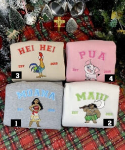 Cute Maui and Moana Disney Embroidered Sweatshirt, Heihei And Pua Moana Embroidered Sweatshirt Hoodie