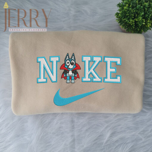 Cheap Vampire Bandit Heeler Bluey Disney Nike Embroidered Sweatshirt, Halloween Gift For Couple