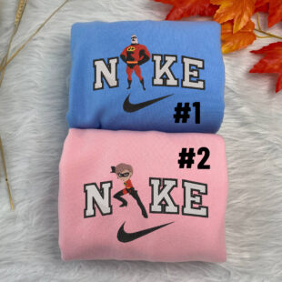 Mr and Mrs Incredibles Disney Nike Embroidered Sweatshirts