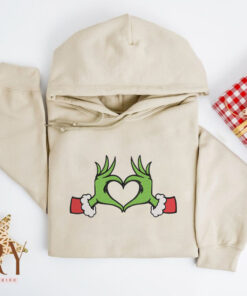 Whoville Heart Grinch Hands Embroidered Sweatshirt