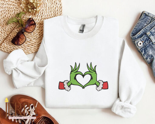 Whoville Heart Grinch Hands Embroidered Sweatshirt - Image 4