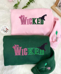 Wicked Change For Good Glitter Embroidered Sweatshirt, Elphaba and Glinda Crewneck Hoodie, Wicked Embroidered Sweatshirt