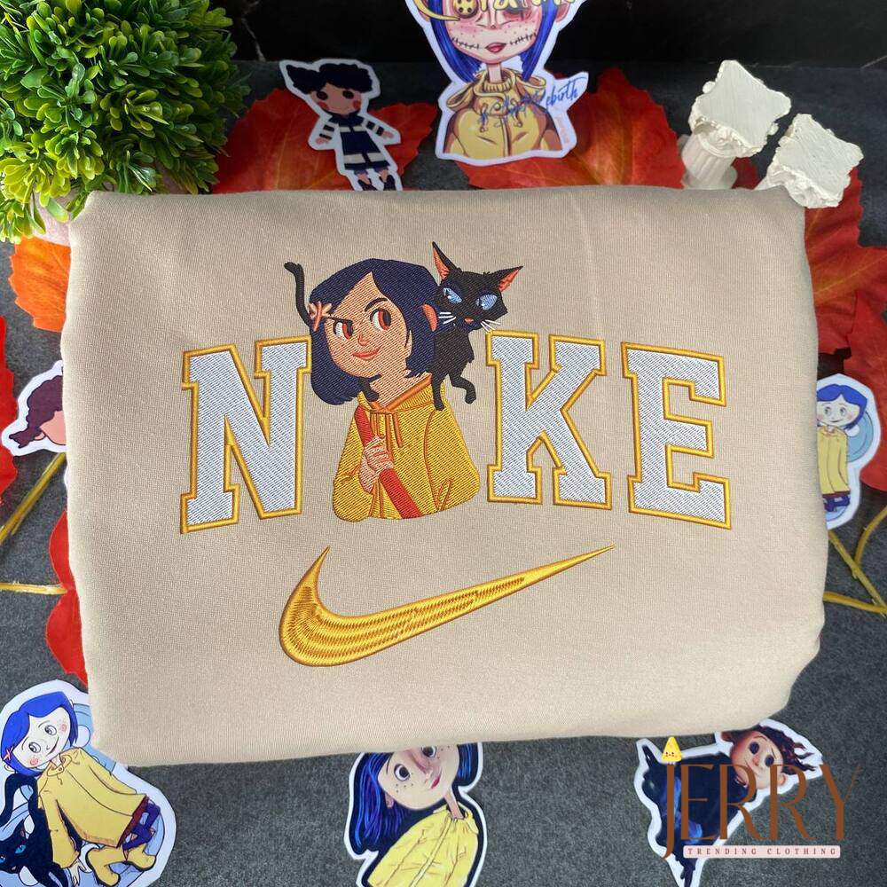 Wybie And Coraline Jones Halloween Nike Embroidered Sweatshirts - Image 2