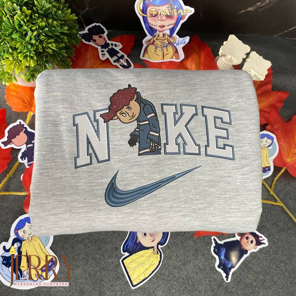 Wybie And Coraline Jones Halloween Nike Embroidered Sweatshirts - Image 3