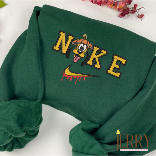 Yellow Goofy Disney Halloween Nike Embroidered Sweatshirt - Image 2