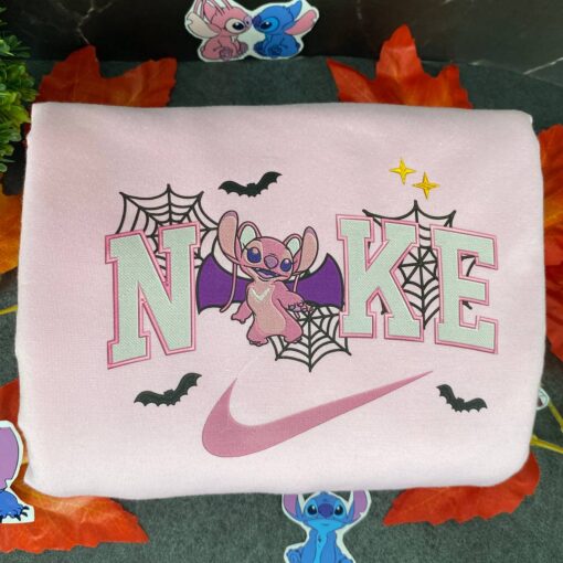 Stitch And Angel Halloween Nike Embroidered Sweatshirts - Image 2