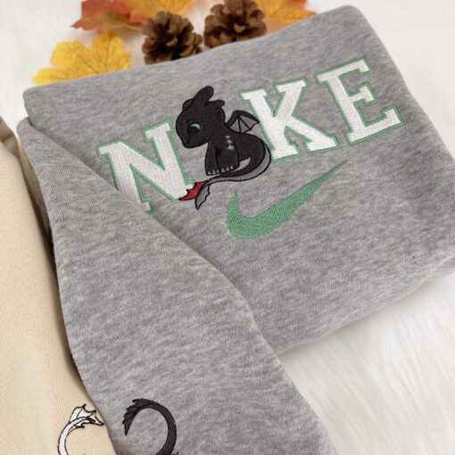Toothless Night Fury And Light Disney Nike Embroidered Sweatshirts - Image 2