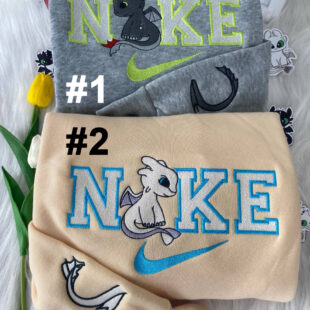 Toothless Night Fury And Light Disney Nike Embroidered Sweatshirt