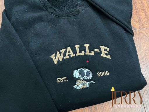 Wall-E and Eve Embroidered Crewneck, Wall-E Embroidered Sweatshirt, Vintage shirt, y2k embroidery Hoodie ECT011012 - Image 3