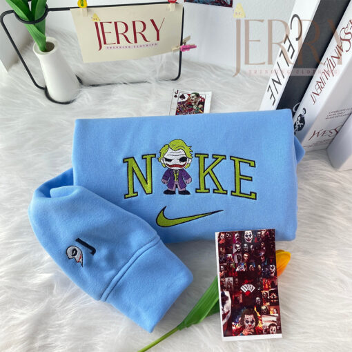 Personalized Joker Nike Embroidered Sweatshirt, Perfect Couple Gift For Halloween - Image 4