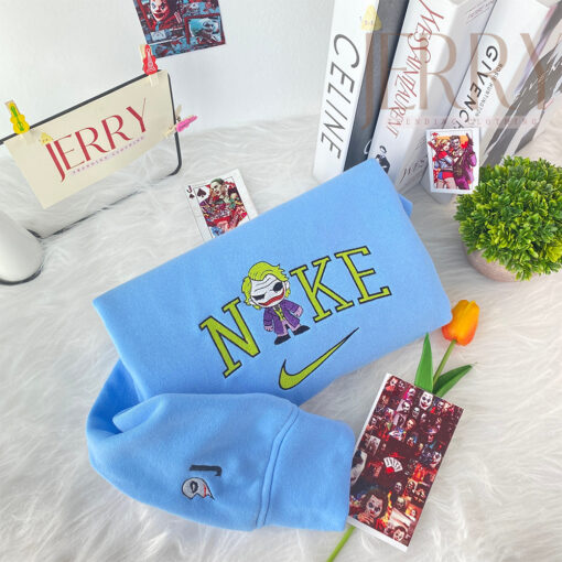 Personalized Joker Nike Embroidered Sweatshirt, Perfect Couple Gift For Halloween - Image 5