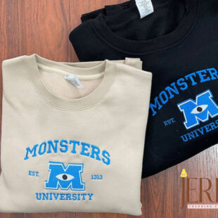 Monster?s University Crewneck Embroidered Sweatshirts, Disney Embroidered Sweatshirts