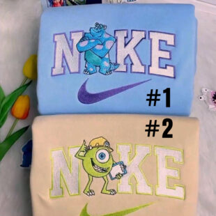 Mike Wazowski And James Sullivan Monsters Disney Nike Embroidered Sweatshirts