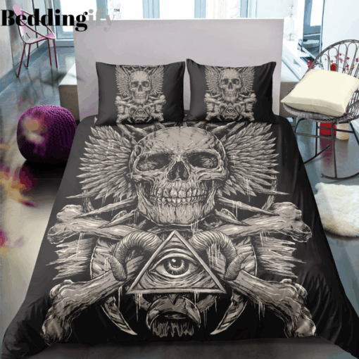 bed sheets mothers day cards mother's day Horror Skull Triangle Eye Bedding Set