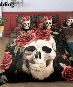 Roses Cracked Skull Bedding Set bed aesthetic feliz dia de las madres mothers day cards