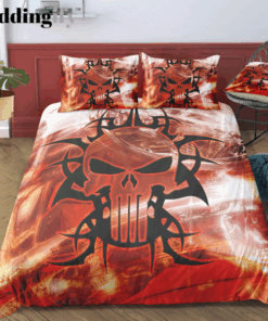 cozy bedroom aesthetic feliz dia de las madres Red White Light Skull Bedding Set
