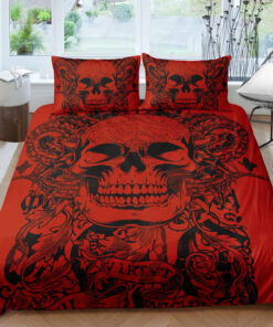 Black Red Roses Skull Skull Bedding Set cozy bed mothers day cards mother's day