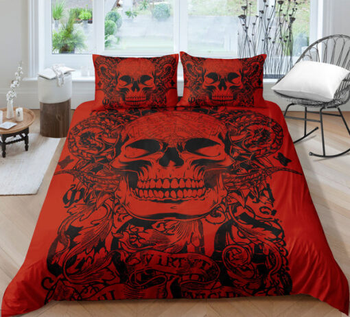 Black Red Roses Skull Skull Bedding Set cozy bed mothers day cards mother's day