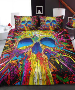 Multicolor Spray Skull Bedding Set cozy bed mother's day mothers day cards