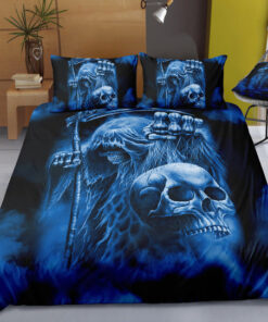 Blue Reaper Skull Bedding Set mothers day cards cozy bedroom aesthetic bed sheets