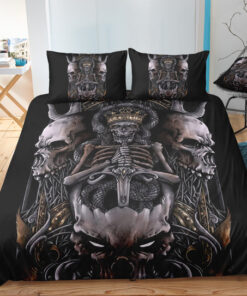 Dark Snake King Crown Skull Bedding Set feliz dia de las madres bed aesthetic