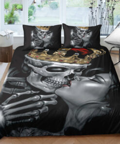 bed sheets mothers day cards cozy bed mother's day Kissing King Skull & Lady Bedding Set