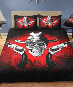 cozy bed mother's day feliz dia de las madres Red Cowboy Skull Bedding Set