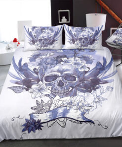 cozy bed mothers day cards mother's day Vintage Purple Wings Skull Bedding Set