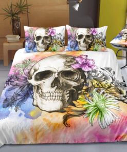 Colorful Floral Spray Skull DUBJ0281 Bedding Set cozy bedroom aesthetic feliz dia de las madres mothers day cards